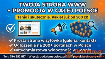 Strona internetowa od 500 PLN z mocną promocją na START