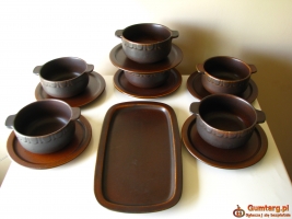 Kamionkowe miseczki z uszkami talerzyki i patera – tacka, na 6 osób