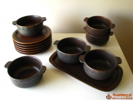 Kamionkowe miseczki z uszkami talerzyki i patera – tacka, na 6 osób