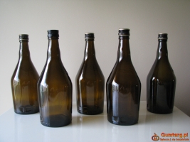 Ciemne butelki z brązowego szkła 0,7 l nalewki i inne domowe przetwory