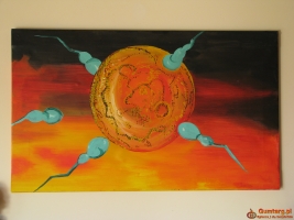 Duży obraz ręcznie malowany na płótnie 65x107 cm Kosmiczna abstrakcja