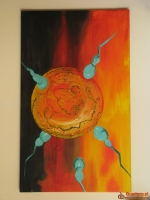 Duży obraz ręcznie malowany na płótnie 65x107 cm Kosmiczna abstrakcja