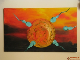 Duży obraz ręcznie malowany na płótnie 65x107 cm Kosmiczna abstrakcja