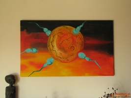 Duży obraz ręcznie malowany na płótnie 65x107 cm Kosmiczna abstrakcja