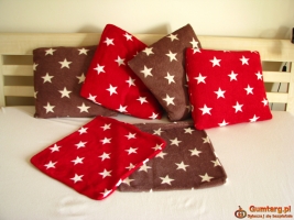 Dekoracyjne pluszowe poszewki 45x45 gwiazdki 6 szt na poduszki +kocyki