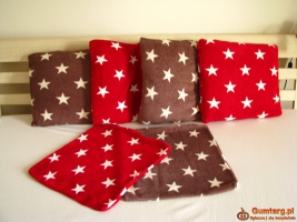 Dekoracyjne pluszowe poszewki 45x45 gwiazdki 6 szt na poduszki +kocyki