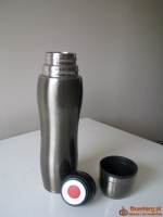 Mały stalowy termos turystyczny z kubkiem 0,4 l