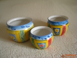Piękny, ręcznie malowany zestaw 3 stylowych doniczek – osłonki