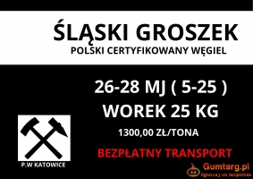 ŚLĄSKI Węgiel Groszek Certyfikowany 26 MJ - DARMOWA DOSTAWA